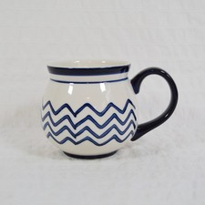 SOCCA Ceramic Mug Navy Blue With Zig Zag Pattern Round Small Mug
