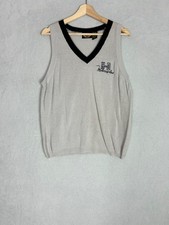 Harley Davidson, Men's Light Beige V-neck Embroidered Pullover Tank Top, Size XL