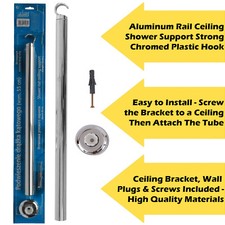 Shower Curtain Rail Ceiling Support 55cm Corner Rail Rod Bath Chrome HomeCentre?