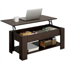 Espresso Wooden Coffee Table w/ Storage Lift Up Top Coffee Table for Living Room