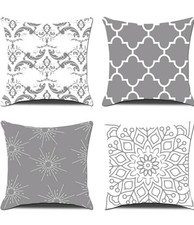 Cushion Covers 40cm x 40cm Gray Velvet 4pcs Double Print Soft Throw Pillow Case