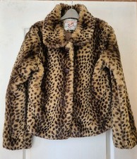 Vintage Parisian Leopard Print Handcrafted Faux Fur Jacket Size 12