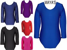 Girls Leotard Gymnastics Stretchy Ballet Dance Sports Swimming Long Sleeve Top