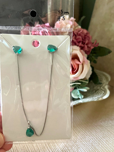 Silver plated green crystal - silver,
