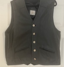   Men’s Black Nappa leather fronted Vinted waistcoat size medium front pocket’s 