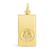 RECTANGULAR 9CT GOLD ST SAINT CHRISTOPHER PENDANT WITH GIFT BOX - NO CHAIN