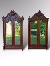 Pair Of French Armoire Linen Cupboards Housekeeping Wardrobes