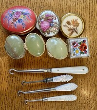 Pill Boxes, Mother of Pearl Button Hooks etc. 