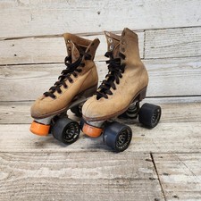 1980-1990s Chicago Roller Skates Rental Y2K Revolution Wheels Size 3 Tan Orange