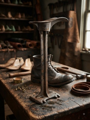 Vintage cast iron shoe stand - cast,