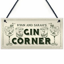 Novelty Gin Corner Sign Personalised Home Bar Pub Garden Sign Gin Gift For Her