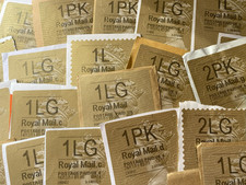 * GOLD HORIZON POSTAGE LABELS USED X 34 ON PAPER