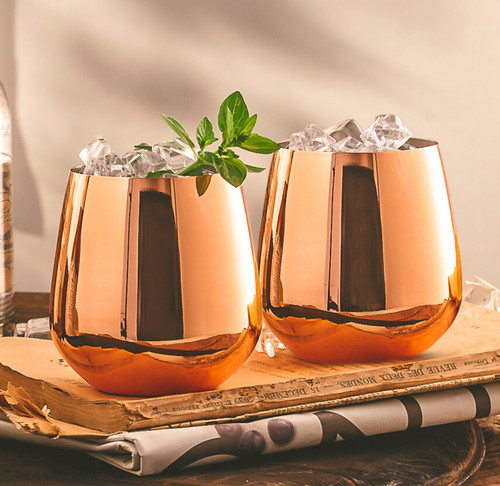 Copper cups stemless - stemless, wine