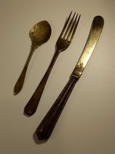 Sterling Silver & EPNS Childrens Antique Three Piece Cutlery Set 