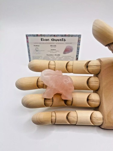 Rose quartz crystal elephant - quartz,