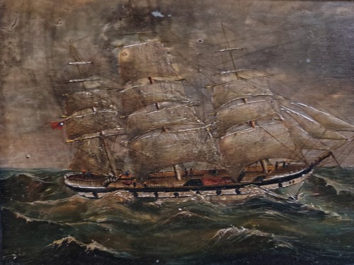 Antique oil board of - oil, on