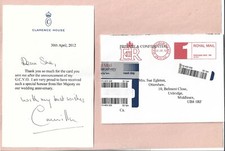 QUEEN CAMILLA  TWO SIGNATURES (WHEN DUCHESS OF CORNWALL) LETTER &  BIRTHDAY CARD