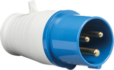 240V 32A 3 PIN BLUE SITE INDUSTRIAL PLUGS & SOCKETS  MALE/FEMALE IP44 2 P&EARTH 
