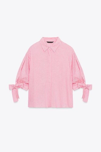 Zara white pink stripe linen - stripe,