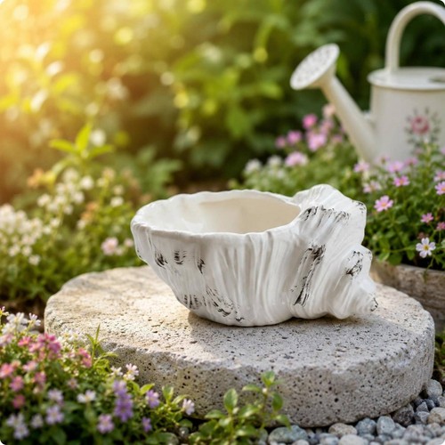 Shell planter white finish - shell,
