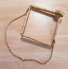 Genuine Vintage Pierced & Embossed Metal Box Frame Evening Purse / Bag & Chain  