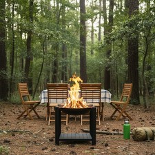 Large Fire Pit Garden Patio Camping Heater Burner Bowl Spark Screen Grate Poker