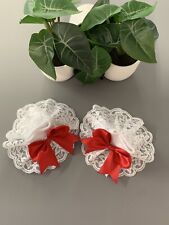 Romany/Spanish Frilly Socks Baby Size 6-12 Months White Lace And A Red Bow