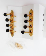 Gotoh MF40 F Style Tuning Keys Mandolin Pegs Black Plastic Buttons - GOLD