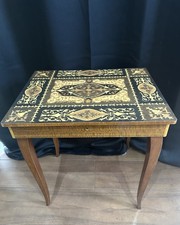 Sorrento Italian wood inlay musical storage box side table removable legs**flaws