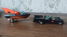 Vintage Corgi Diecast Batmobile C267 + Batboat & Trailer C107 with Figures