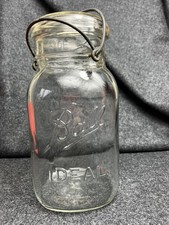 Vintage Ball Ideal Glass Mason Jar with Wire Closure Clear Glass Kitchenalia 