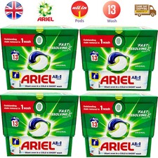 4 X Ariel All In 1 Pods For Laundry Clothes Fabric Stain Remover Original 13W
