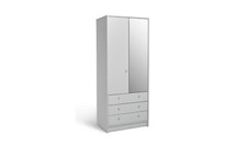 Malibu 2 Door 3 Drawer Mirror Wardrobe White Elegant and Spacious Storage