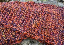 Mobius Infinity Scarf, Handspun Yarn, Hand Knitted,Chunky Purple and Orange