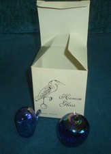 HERON GLASS IRRIDESCENT APPLE AND BIRD ORNAMENTS