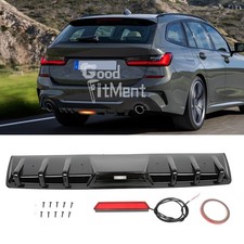 Glossy Rear Bumper Spoiler Splitter Shark Fin w/ Light For 3 Series E91 E93 F30