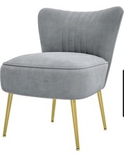 velvet Bedroom chair  Accent Chair Wood Legs Plush Diana chair grey velvet
