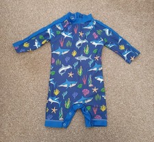 Baby Boys Shark Patterned Swimsuit Age 12-18 Months