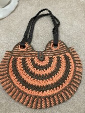 Oreo Crochet Style Handbag summer/beach handbag Orange & Brown Colour