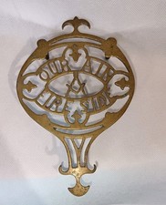 Victorian Solid Scottish Brass Trivet 'Our Ain Fireside'