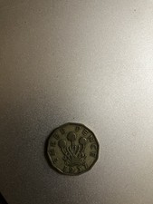 1937 King George VI Brass Three-Pence Coin Circulated Okay Condition