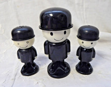Vintage Set of 3 Homepride Fred Airfix Plastic Salt & Pepper Shakers Pot Retro