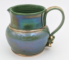 TOBIAS HARRISON STUDIO POTTERY GREEN LUSTRE CREAM JUG 20TH CENTURY