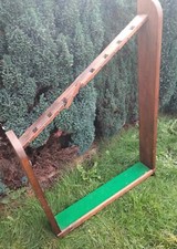 Vintage pine narrow freestanding snooker / pool cue holder / stand, holds 8 cues