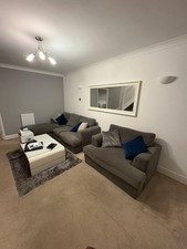 Grey Corner Sofa & Matching