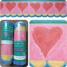 X2 80s Vintage ENCORE Wallpaper BORDER Rolls 90s RED Hearts retro Colourful Cute