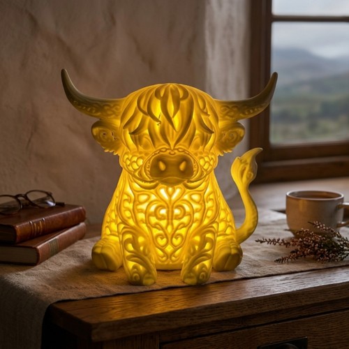 Highland cow lamp warm glow - cow,