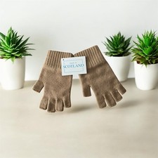 Ladies  100% 4 ply Camel cashmere gloves 1/2 Finger Gloves