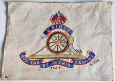 Royal Artillery Ubique Crest WW1 Antique Needlework Sampler British Army Gunners