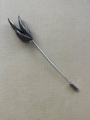 Sterling silver leaf brooch - sterling,
